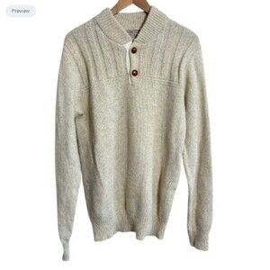 VTG London Fog Wool Knit Sweater M/L Tall Beige Pull Over Outdoors Unlimited